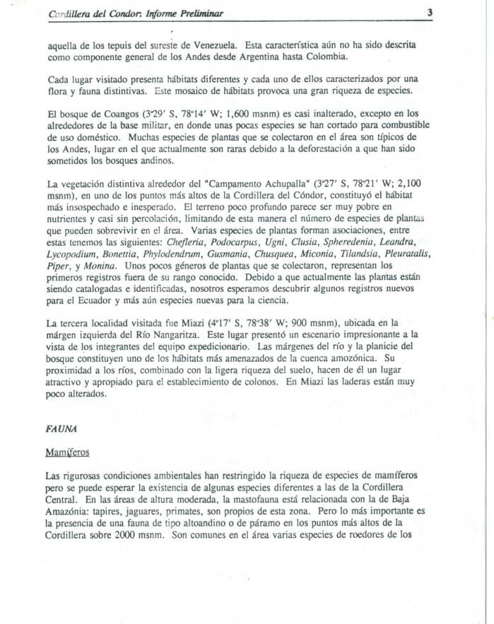Achupallas Cordillera del Condor